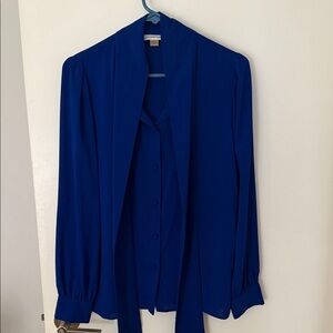 Calvin Klein Cobalt Blue Tie-Neck Blouse